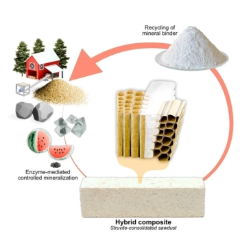 Огнеустойчив и рециклируем строителен материал от дървесни отпадъци и минерална технология