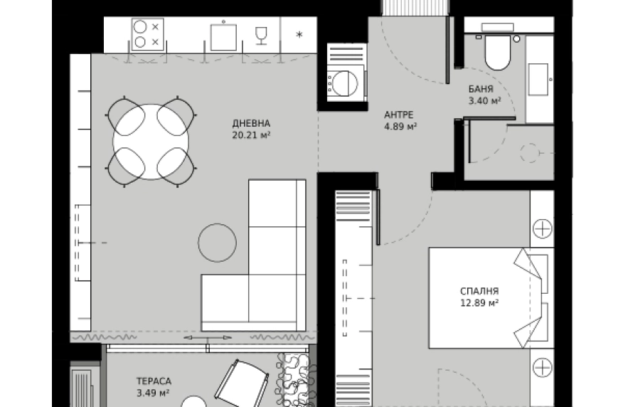 Апартамент 13 в сграда DOMINA - ж.к. Овча купел